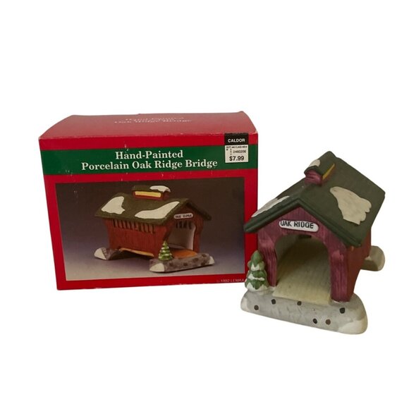 Vtg Lemax Oak Ridge Covered Bridge Christmas Village Hand-Painted Porcelain 1992 - Picture 1 of 11